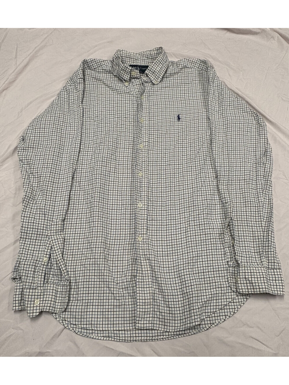 Ralph Lauren Long Sleeve Classic Fit Button Down Shirt Mens Large Squared